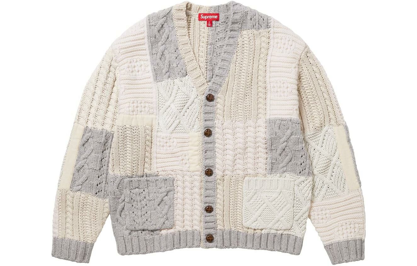 【代購】Supreme Patchwork Cable Knit Cardigan