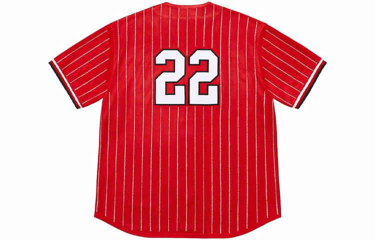 【代購】Supreme Rhinestone Stripe Baseball Jersey