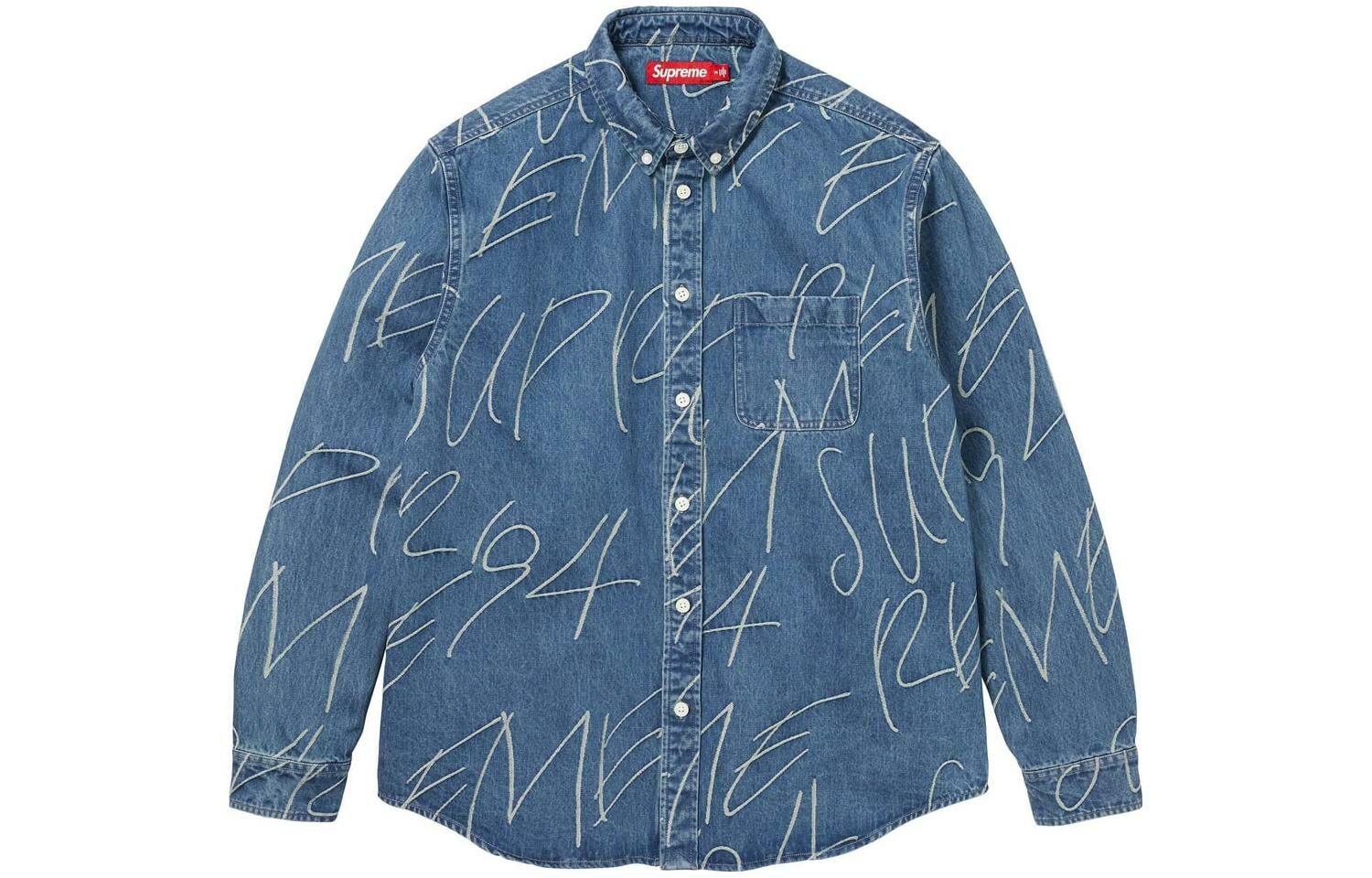 【代購】Supreme Handwriting Jacquard Denim Shirt