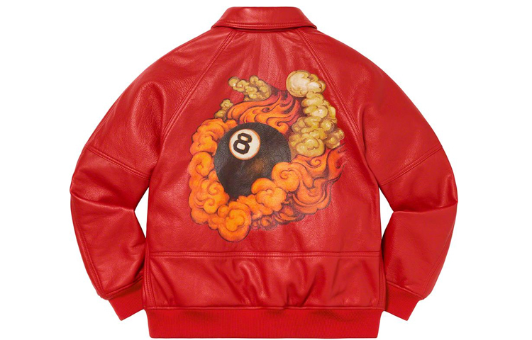 【代購】Supreme Schott Martin Wong 8 Ball Leather Varsity Jacket