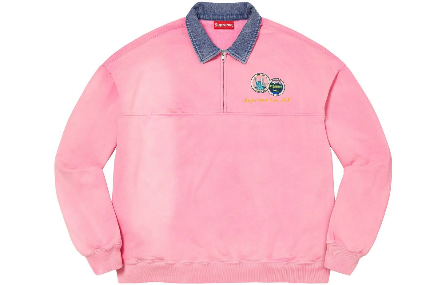 【代購】Supreme Denim Collar Half Zip Sweatshirt