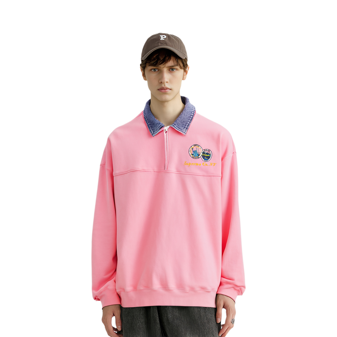 【代購】Supreme Denim Collar Half Zip Sweatshirt