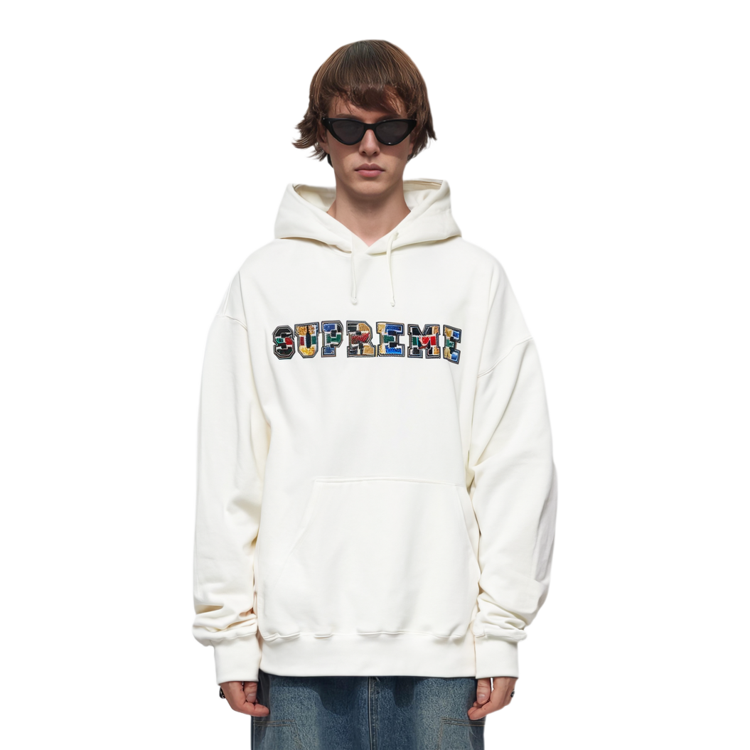 【代購】Supreme Collegiate Patchwork Leather Hooded Sweatshirt