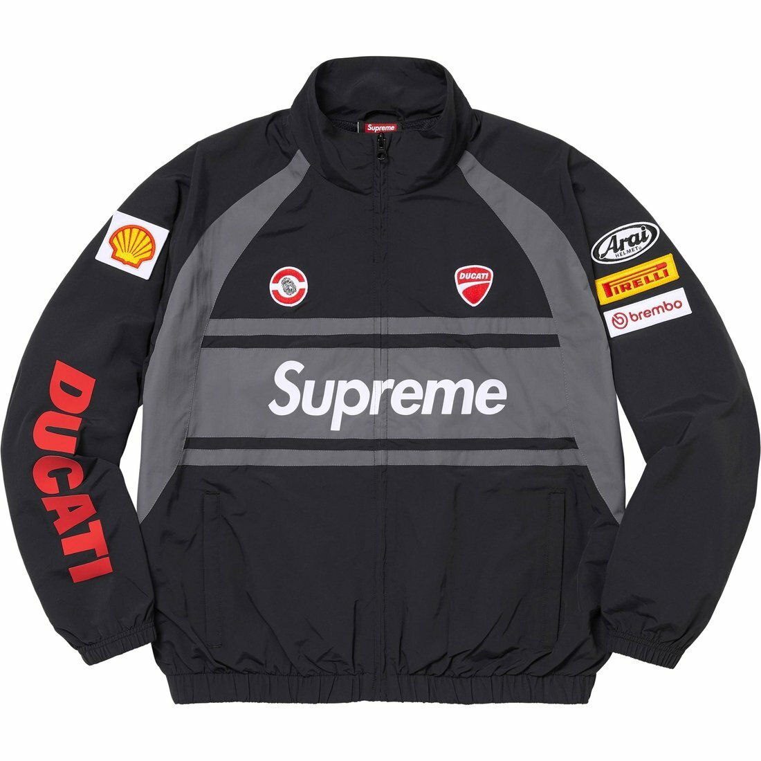 【代購】Supreme X DUCATI SS24 WEEK16 Track Jacket - Unisex Elastic Hem Zip-up Jacket With Logo Design