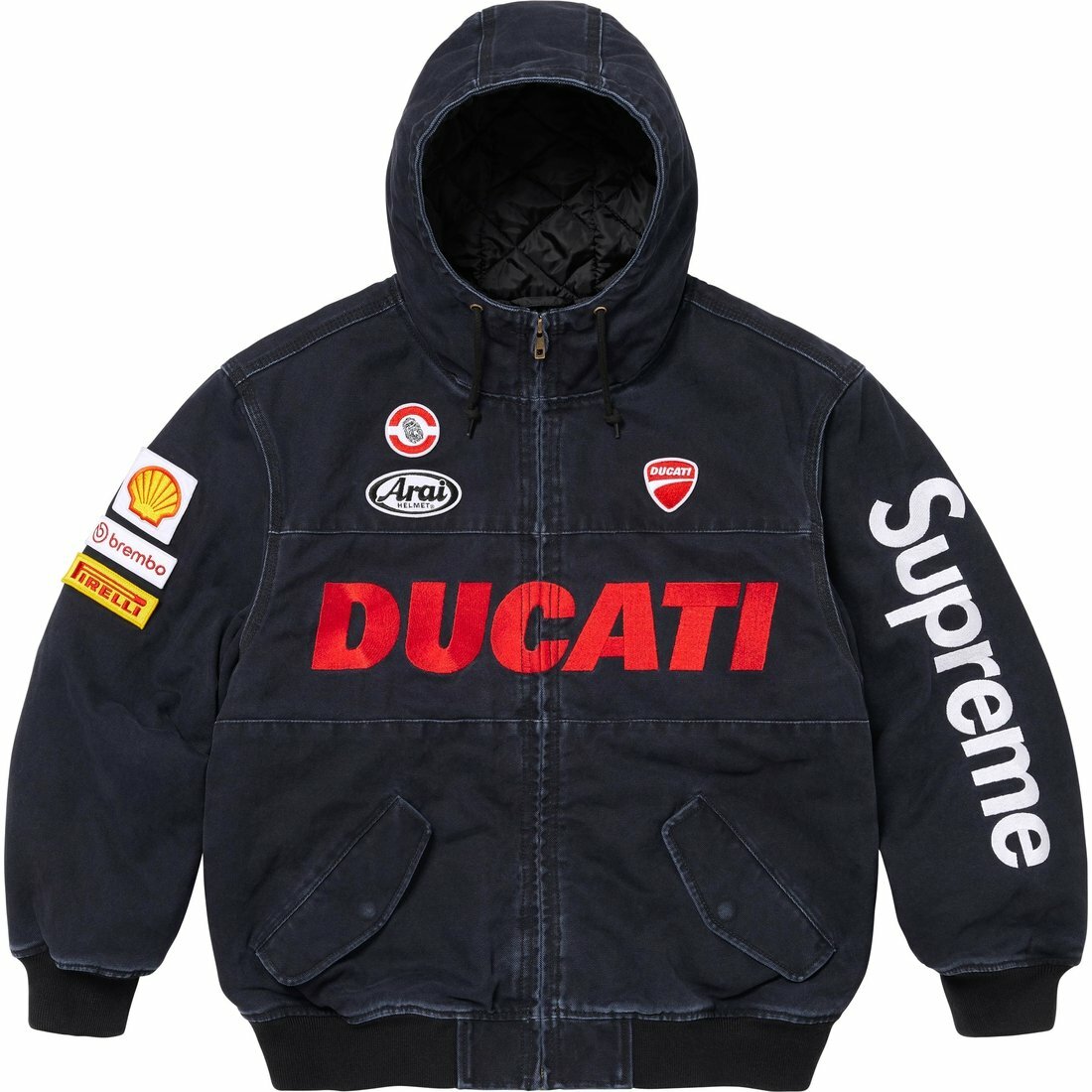 【代購】Supreme X DUCATI SS24 WEEK16 Hooded Racing Jacket Unisex Double Pocket Zipper Hooded Racing Long Sleeve Jacket