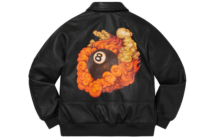 【代購】Supreme Schott Martin Wong 8 Ball Leather Varsity Jacket