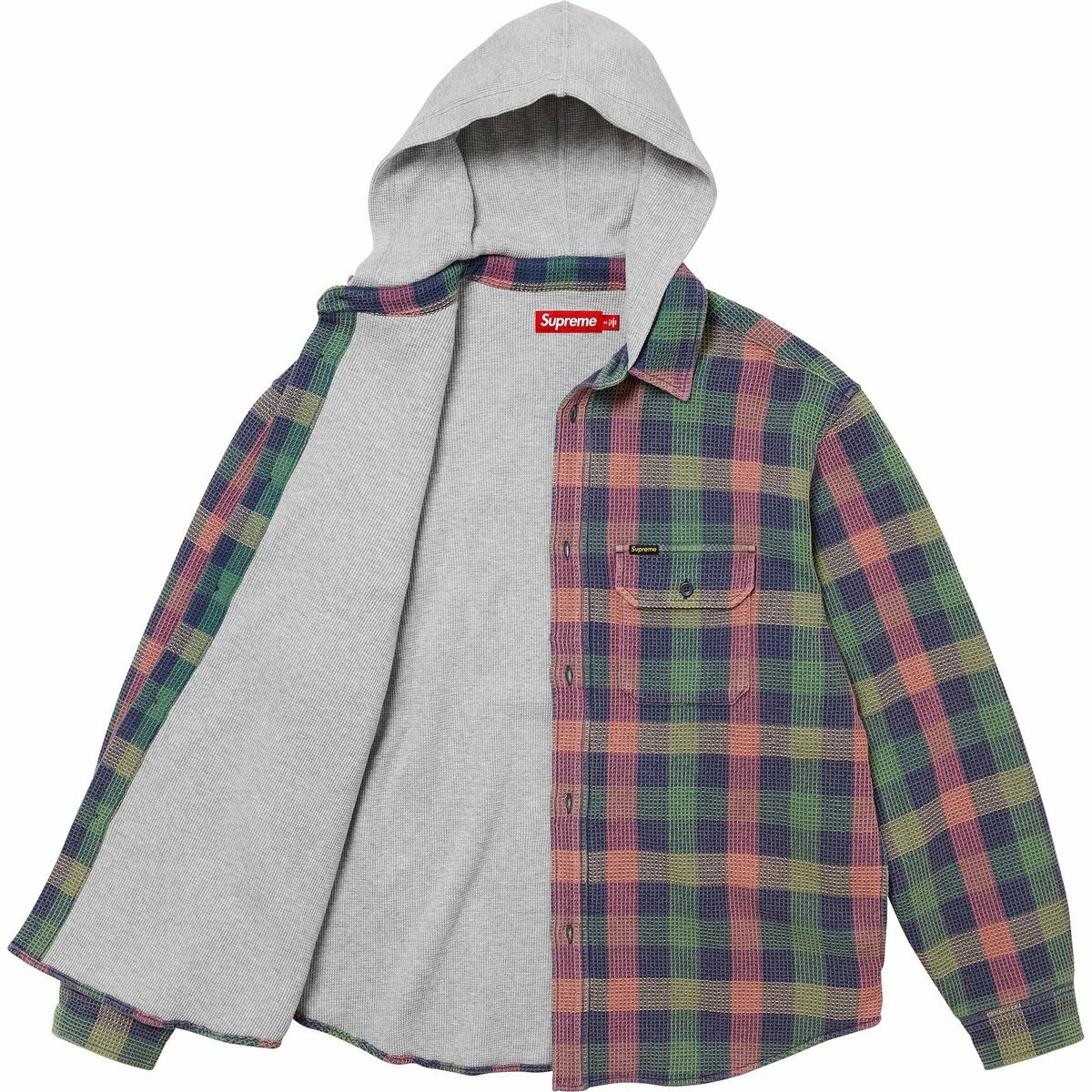 【代購】Supreme Waffle Plaid Hooded Shirt