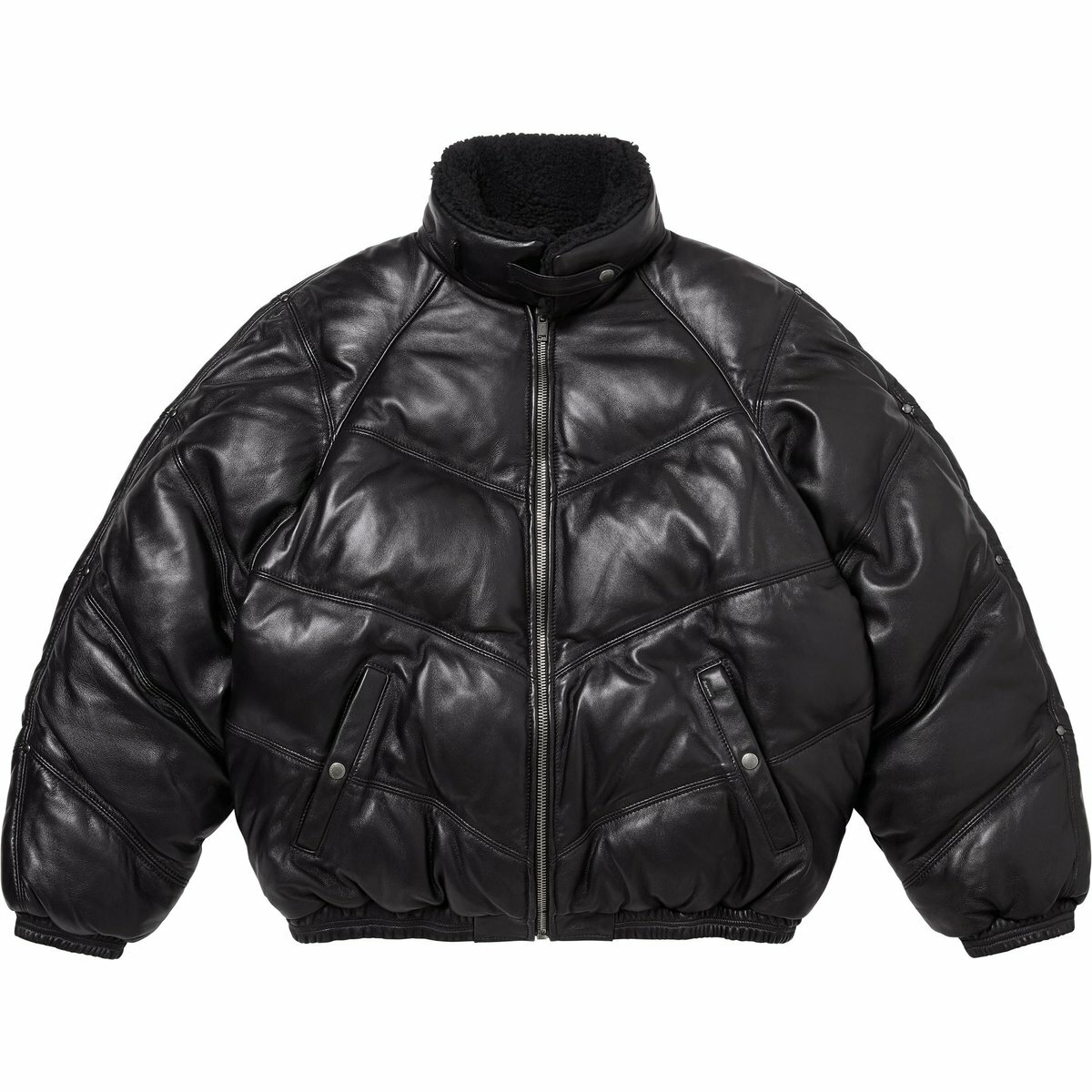 【代購】Supreme Schott Chevron Leather Down Puffer Jacket