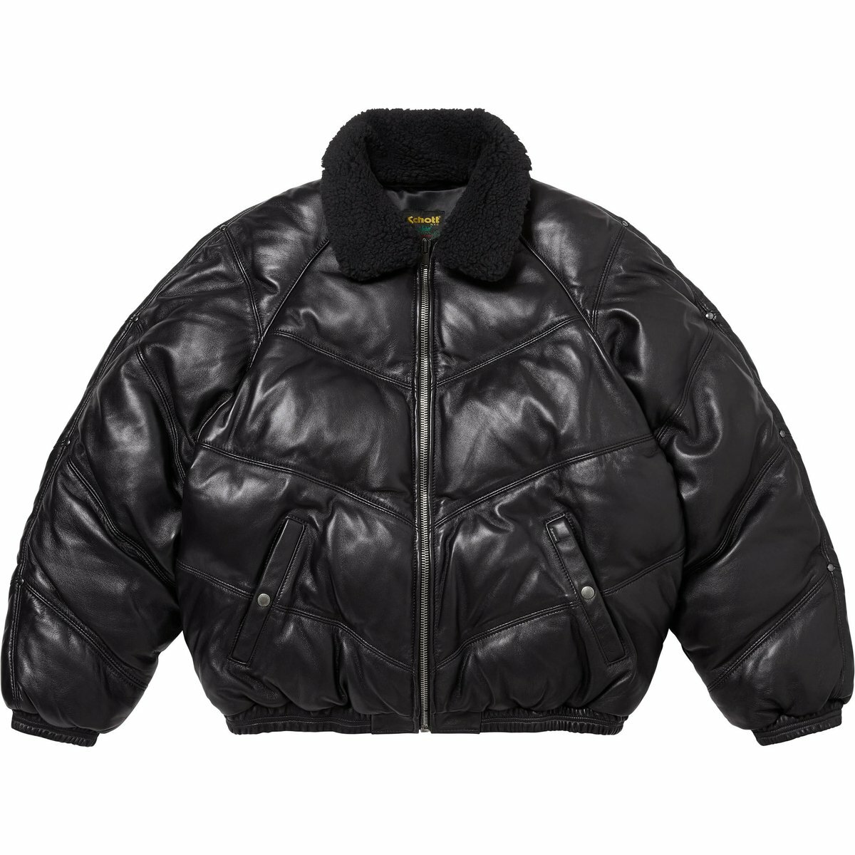 【代購】Supreme Schott Chevron Leather Down Puffer Jacket