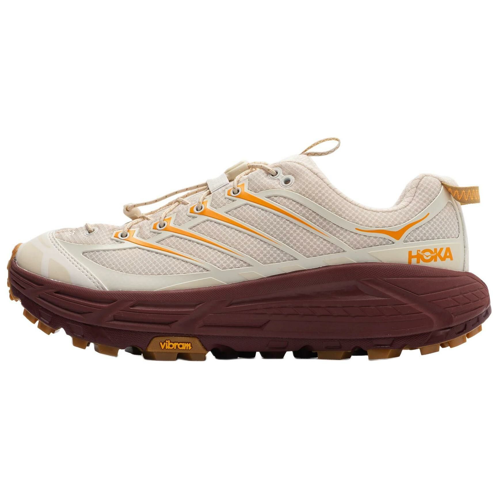 【代購】HOKA ONE ONE Mafate Three 2 Anti-Slip Wear-Resistant Low-Top Casual Running Shoes Unisex Beige Red
