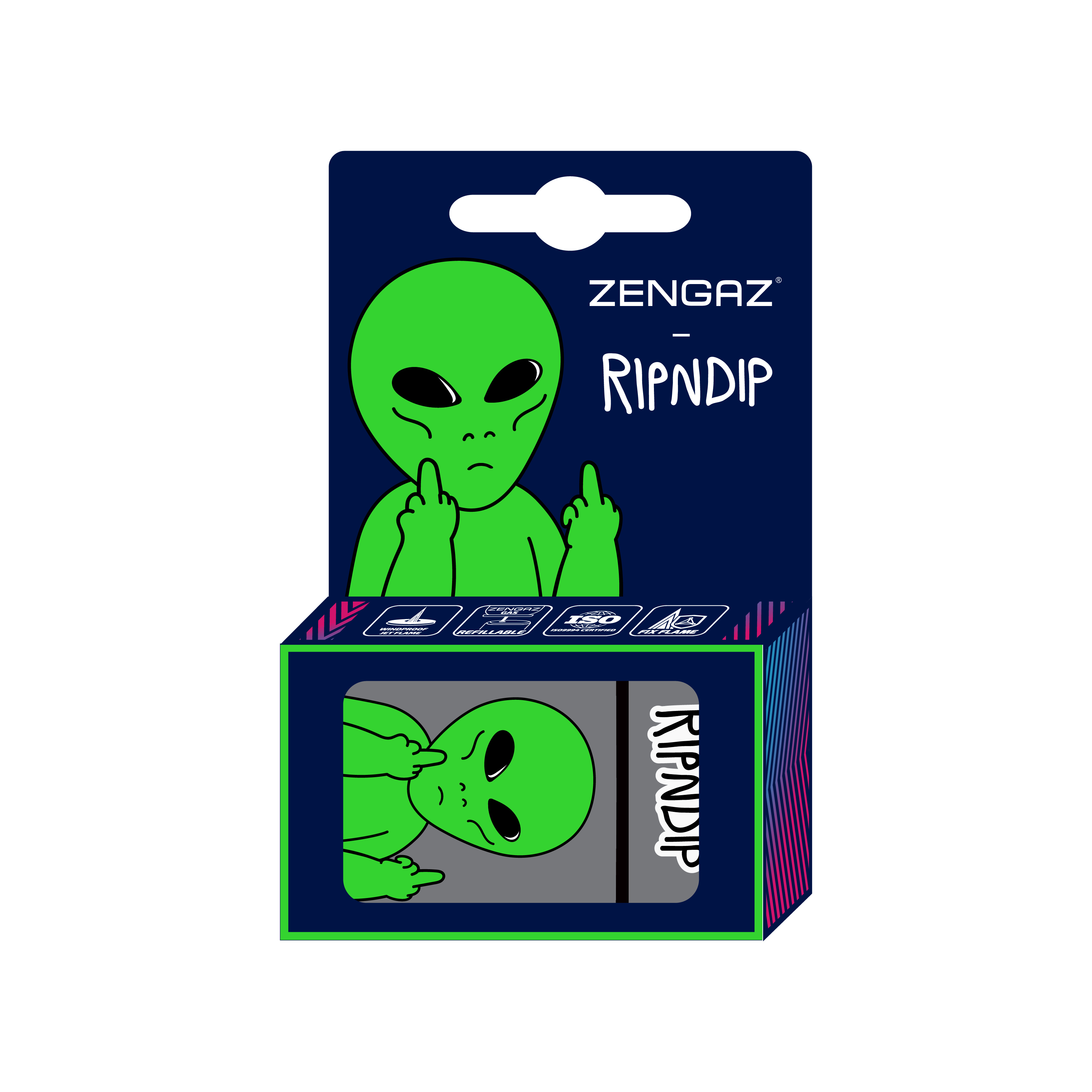 ZENGAZ防風打火機 x RIPNDIP-Lord Alien中指貓聯名款-吊掛包裝