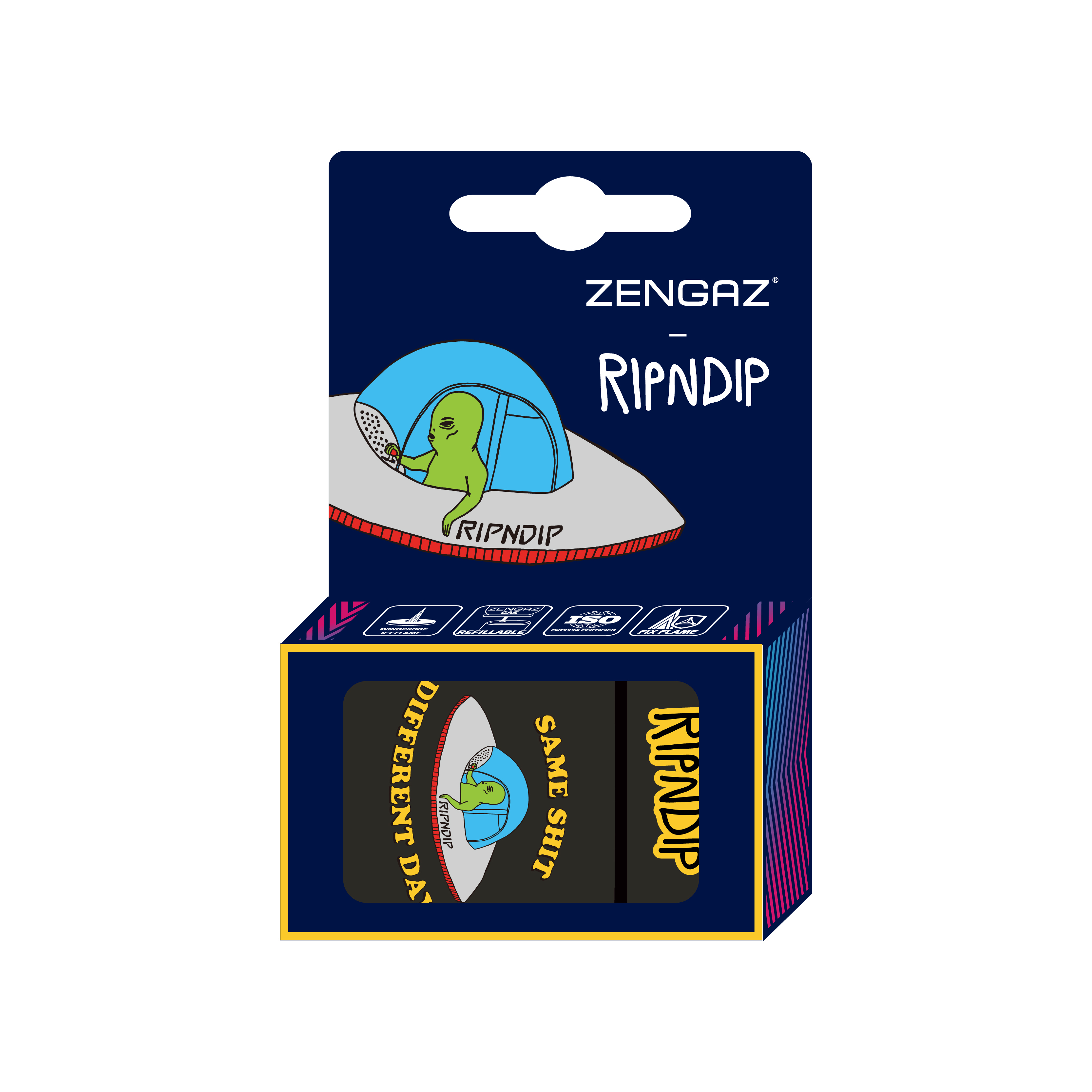 ZENGAZ防風打火機 x RIPNDIP-Same Shit Different Day中指貓聯名款-吊掛包裝