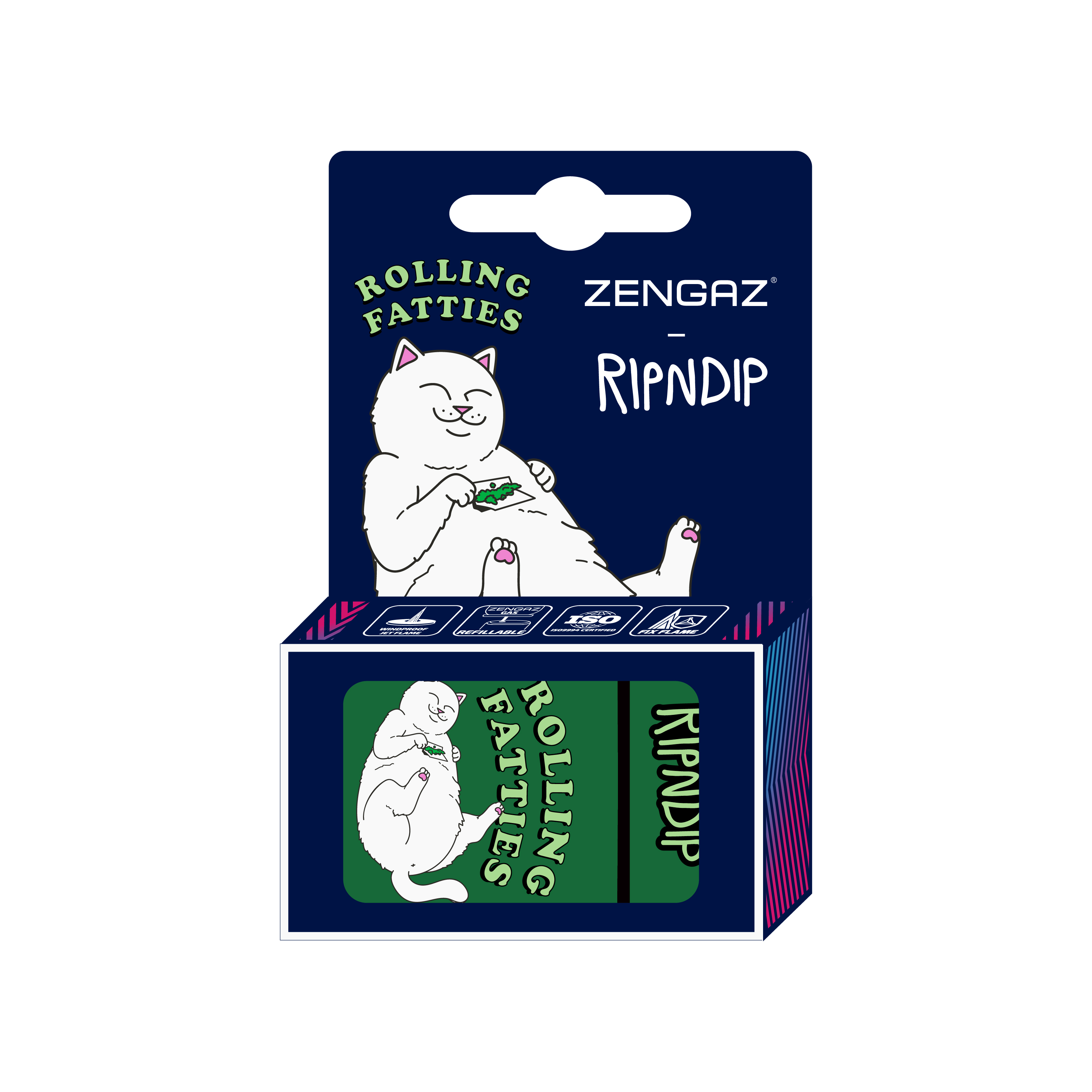 ZENGAZ防風打火機 x RIPNDIP-Rolling Fatties中指貓聯名款-吊掛包裝