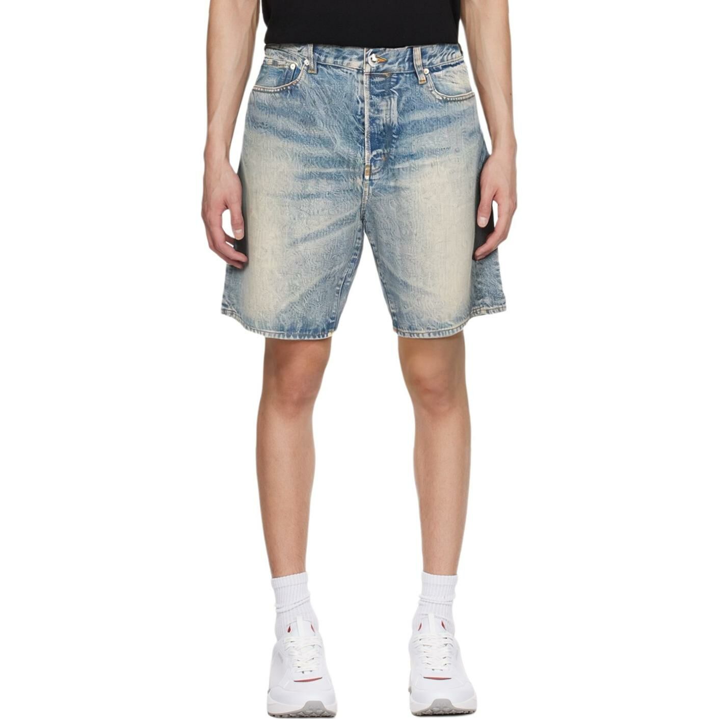 【代購】KENZO Knee-Length Faded Denim Shorts