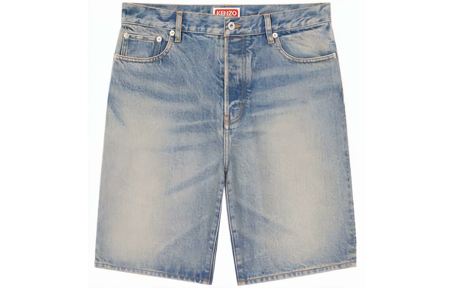 【代購】KENZO Knee-Length Faded Denim Shorts