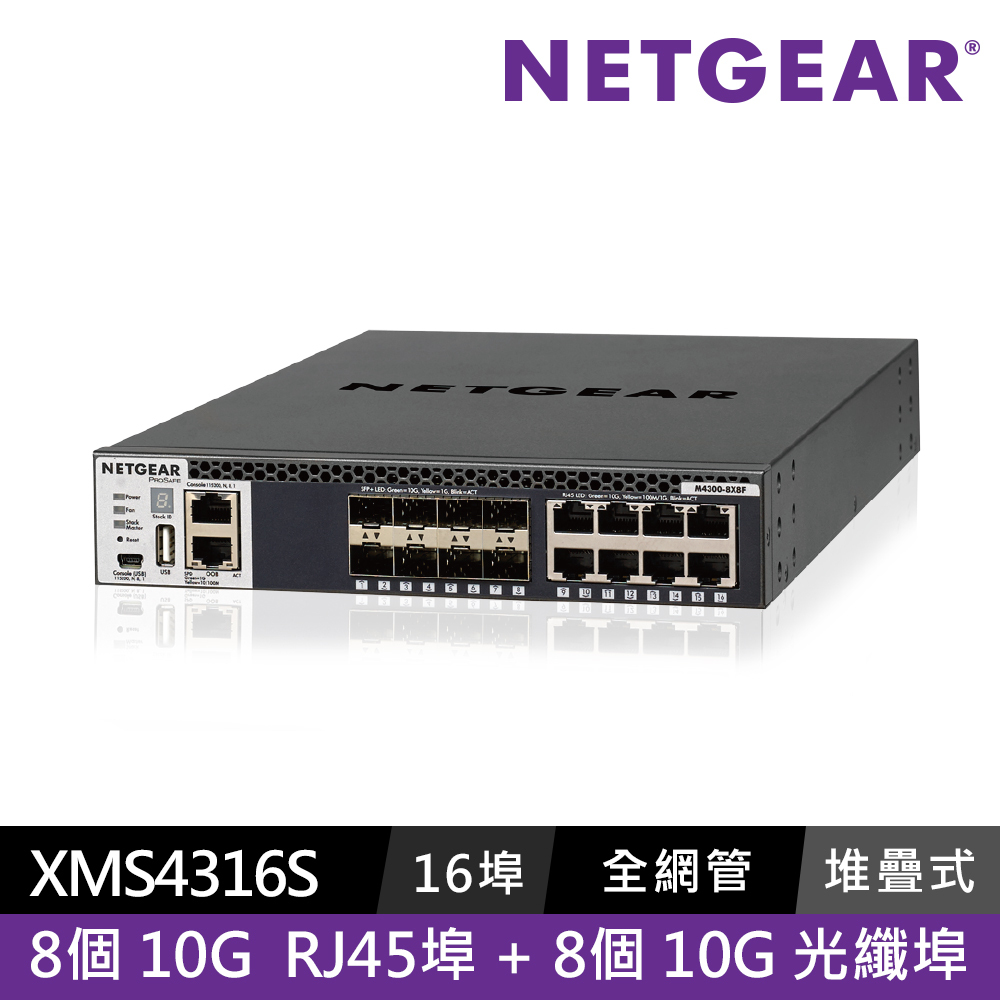 Netgear M4300-8X8F 10G全網管交換器(XSM4316S)