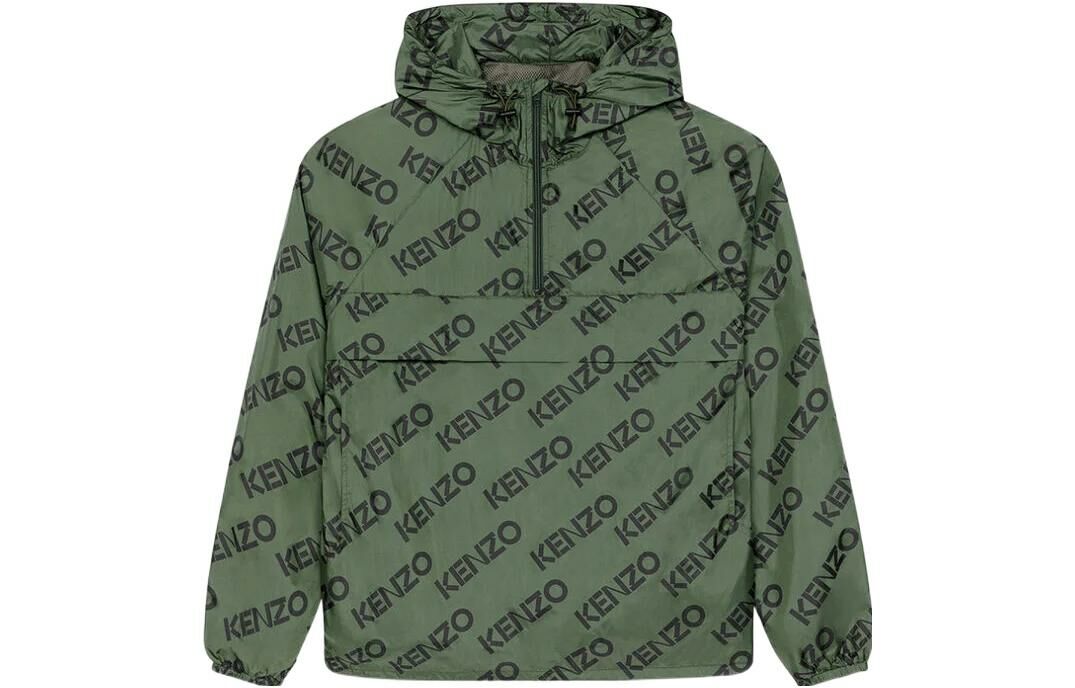 【代購】KENZO Logo Printed Half-Zipped Hooded Jacket