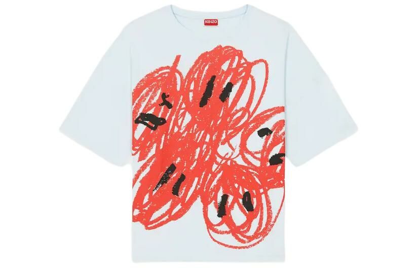 【代購】KENZO Drawn Varsity' T-Shirt T-Shirt Men's Light Blue