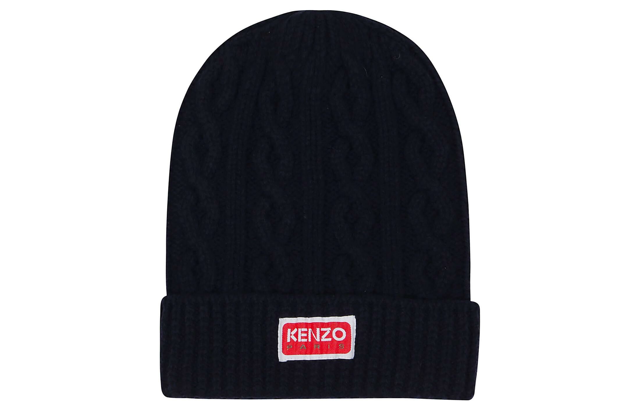 【代購】KENZO Logo-Patch Cable-Knitted Beanie