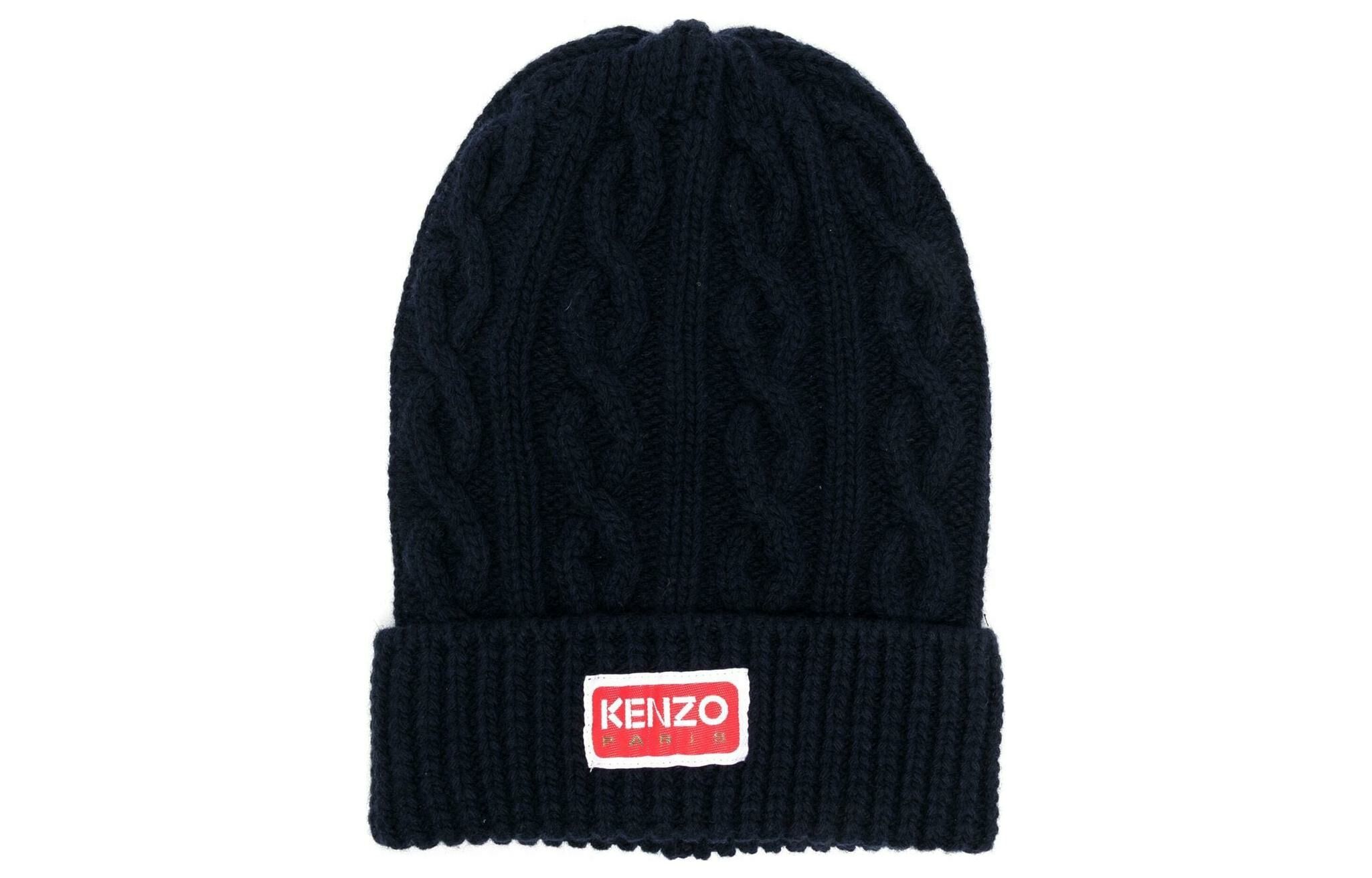 【代購】KENZO Logo-Patch Cable-Knitted Beanie