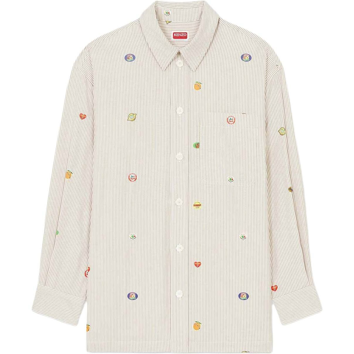 【代購】KENZO Fruit Stickers Striped Shirt