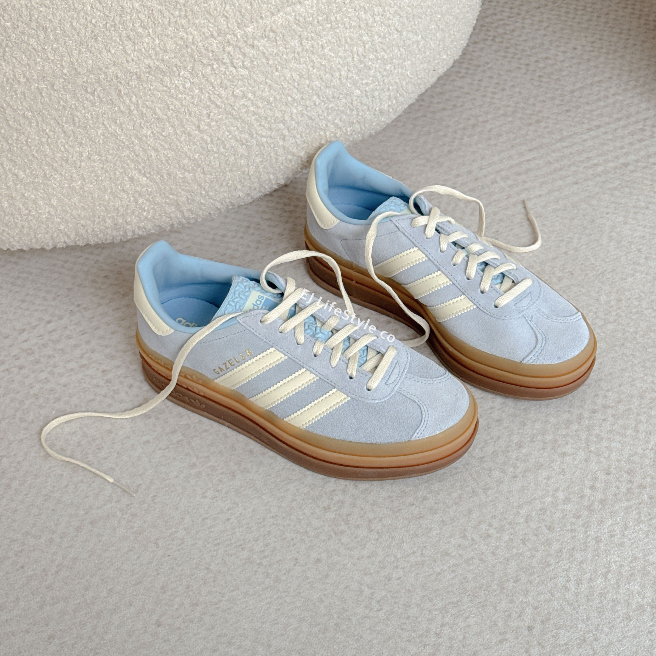 ADIDAS ORIGINALS GAZELLE BOLD 奶油寶寶藍 米白 焦糖底 厚底 增高 解構 堆疊 女鞋 JQ7776 / 調貨