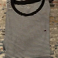 [S] TOMMY HILFIGER STRIPE CREW NECK FAVORITE T-SHIRT,BLACK, 76J5262-001 (STH1033)