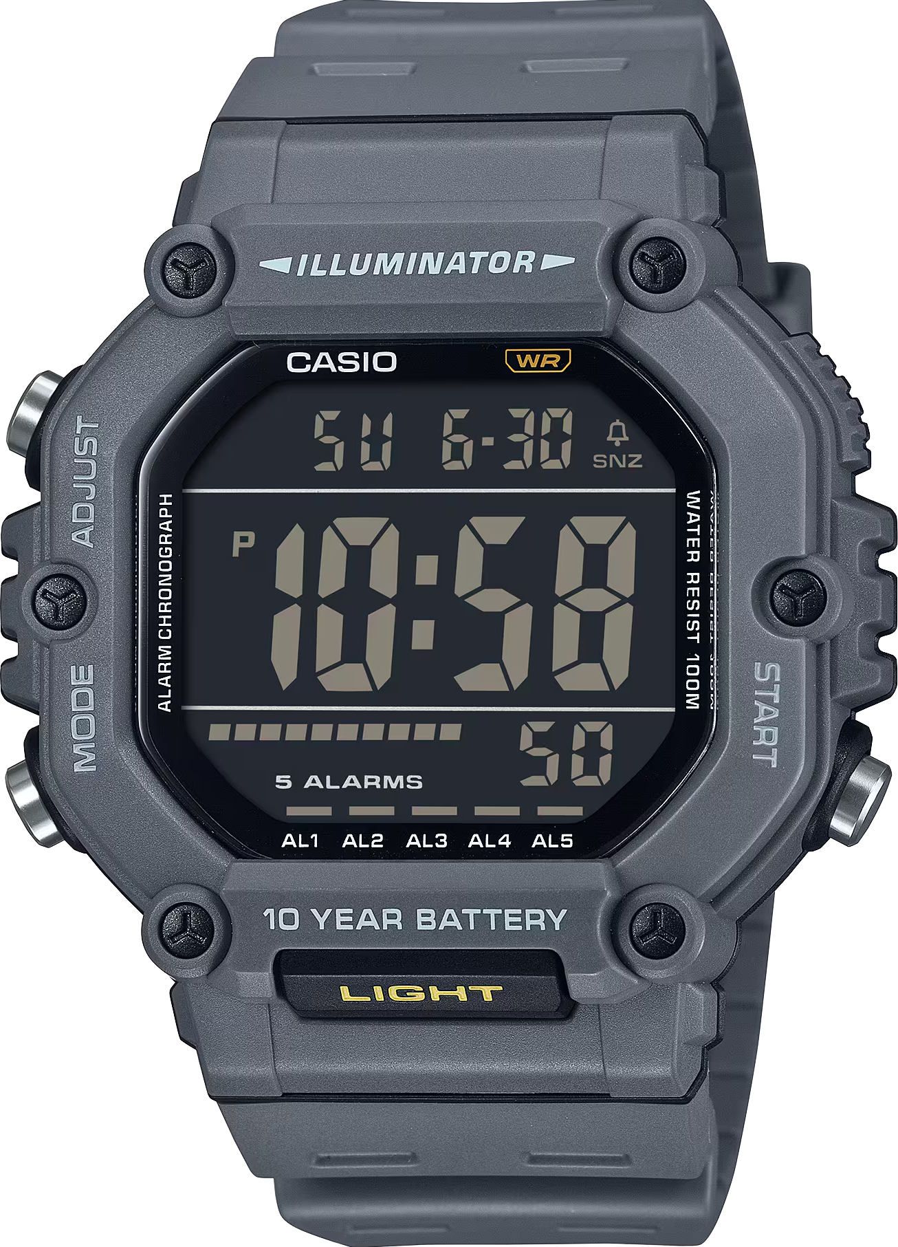 萬年鐘錶 - CASIO  卡西歐  水泥灰八角形大數字電子錶  AE-1600H-8BV   錶徑 : 49.7mm