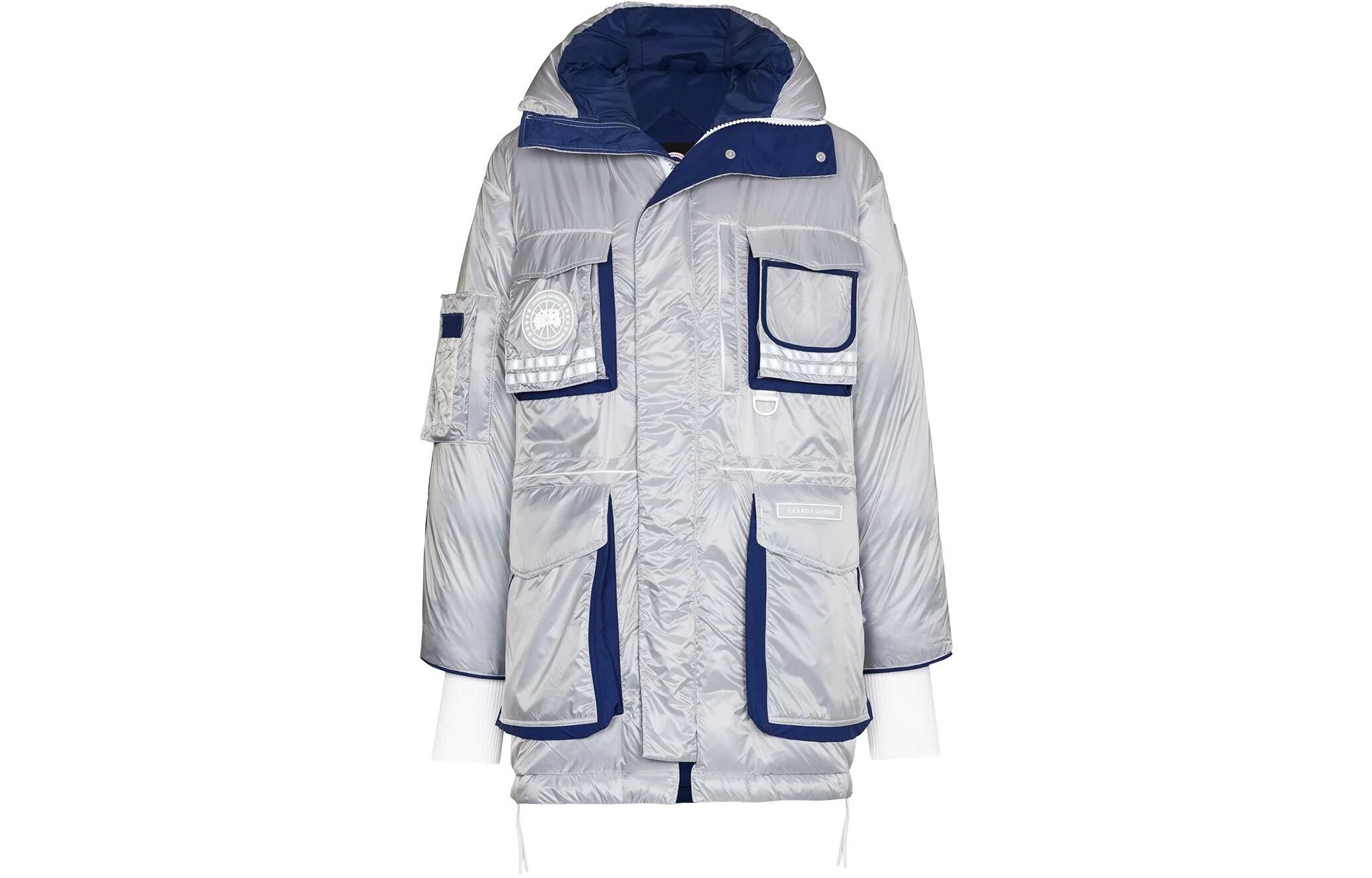 【代購】Canada Goose Badge Hooded Fitted Moderate Regular Edition Down Jacket Unisex Ocean Blue