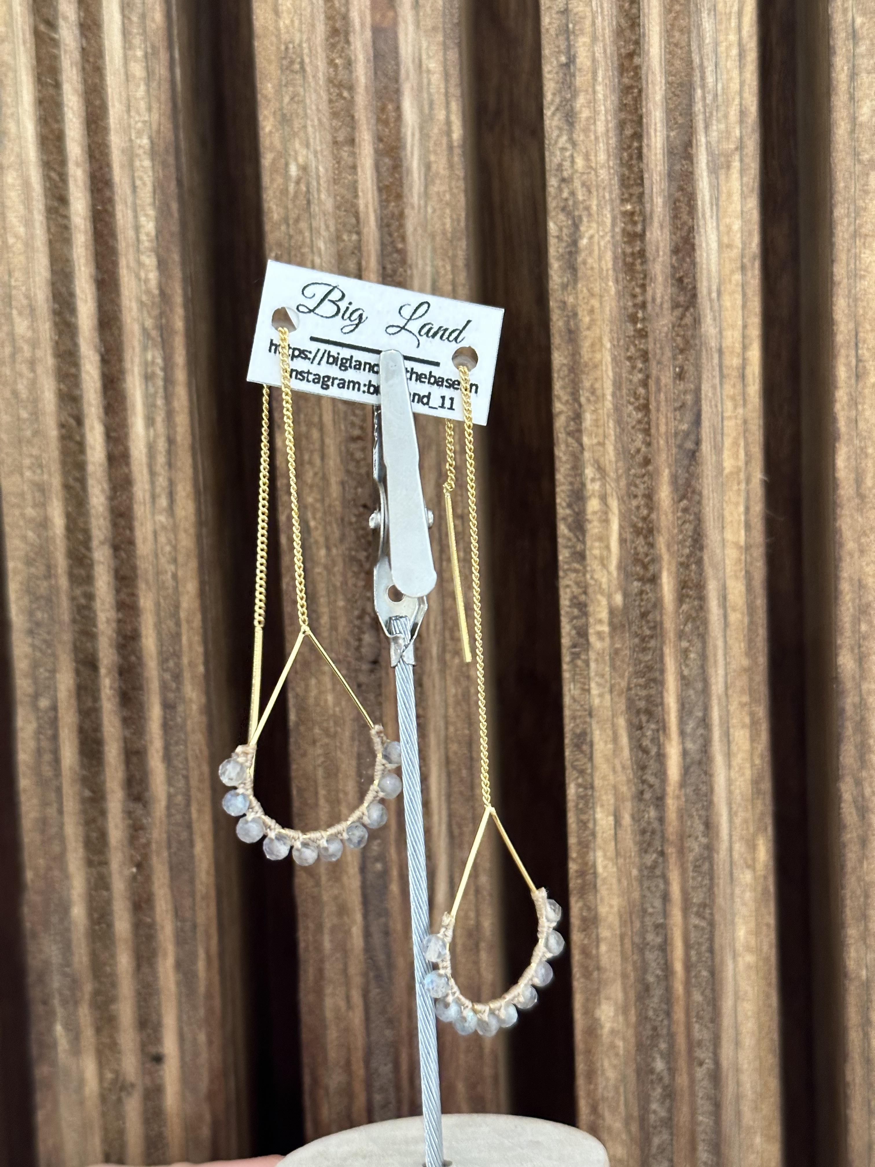 [Big Land] 拉長石耳針 | 鍍18K金 | NO.274