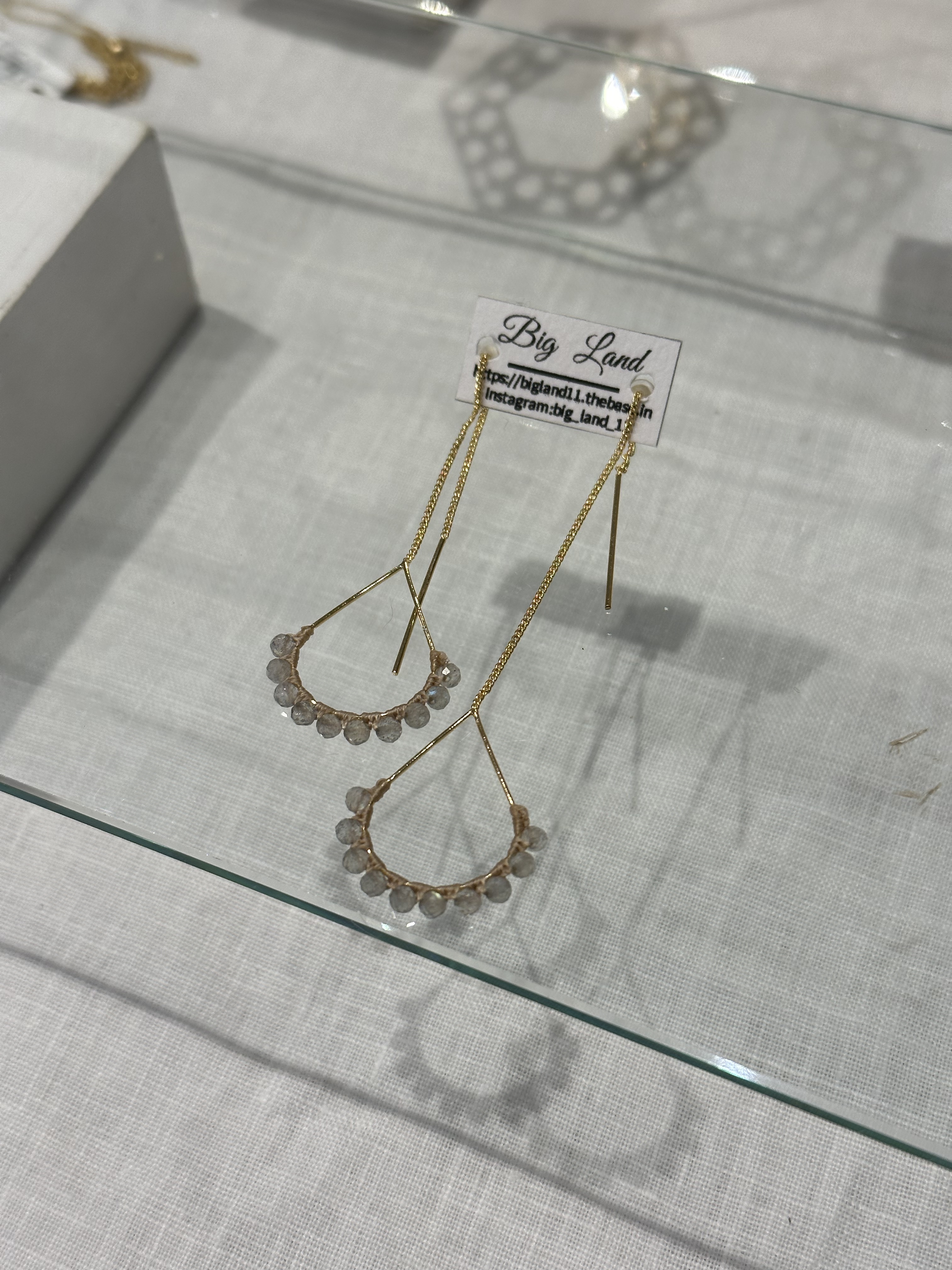 [Big Land] 拉長石耳針 | 鍍18K金 | NO.274