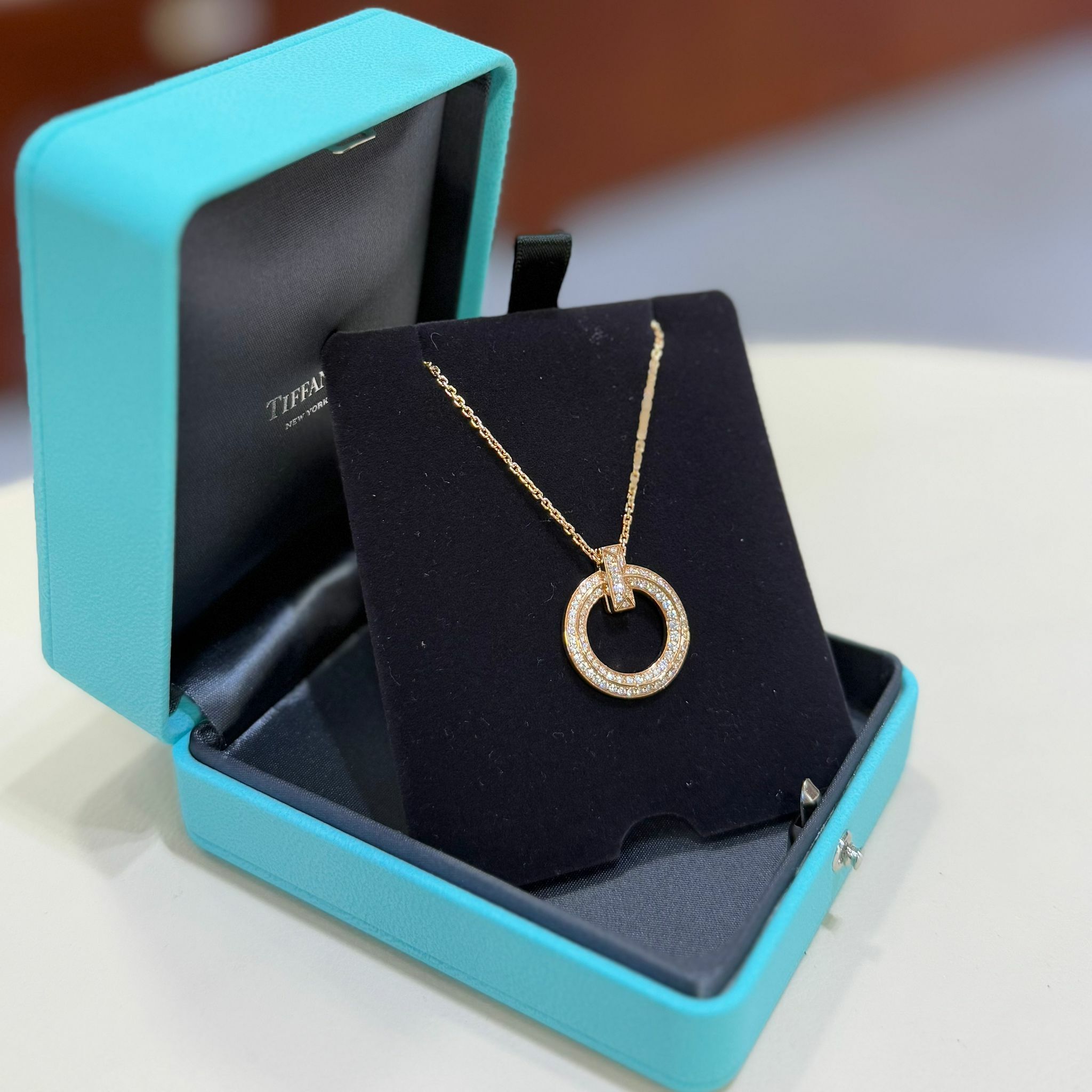 全新TIFFANY&CO頸鏈  72154584  T1圓形 18K黃金鑽石,蒂芙尼項鏈 #BRAND NEW #香榭站正品