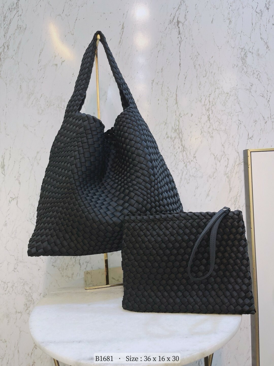 B1681韓國單柄編織水桶包（大）