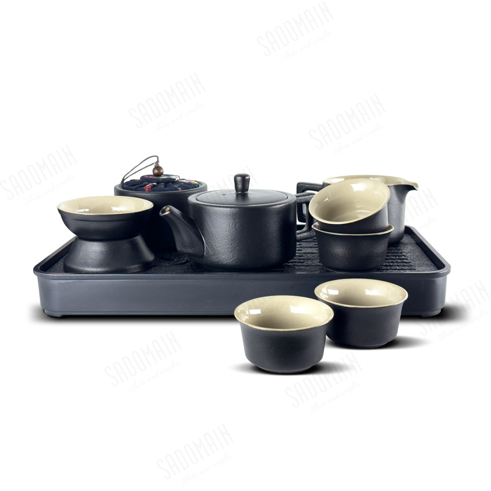 【仙德曼】粗陶方圓茶具旅行10件組