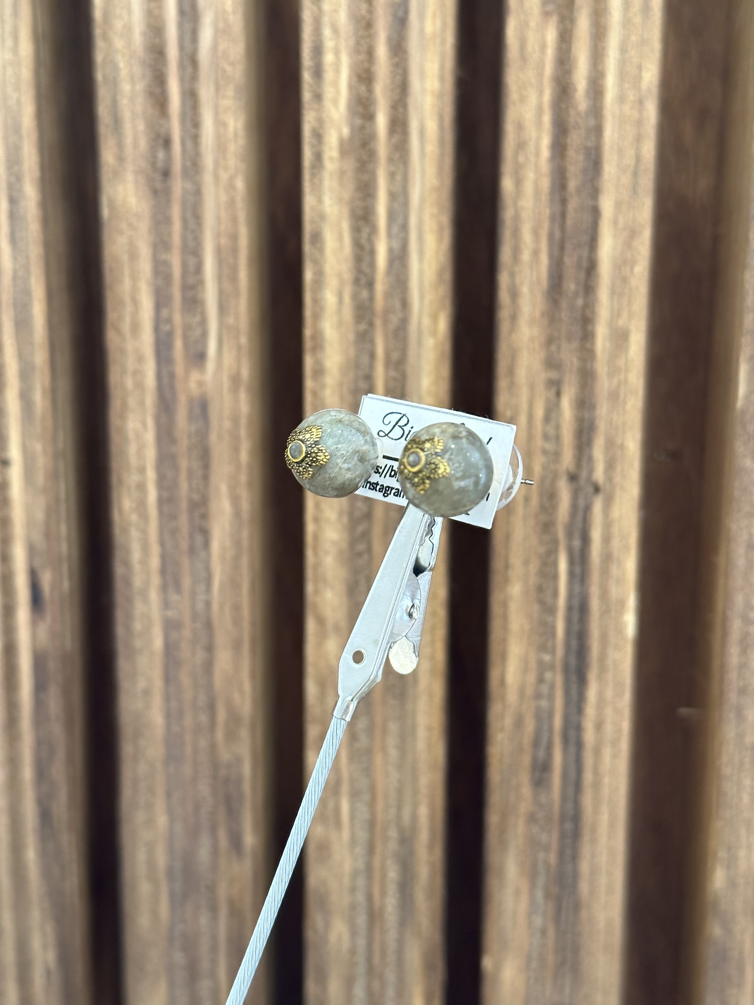 [Big Land] 拉長石鈦金屬耳針 | NO.337