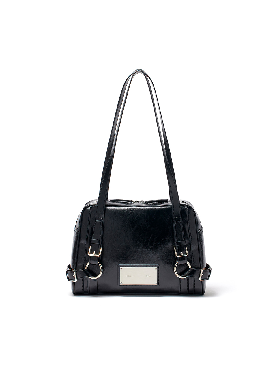 肩背皮革機車包 黑色