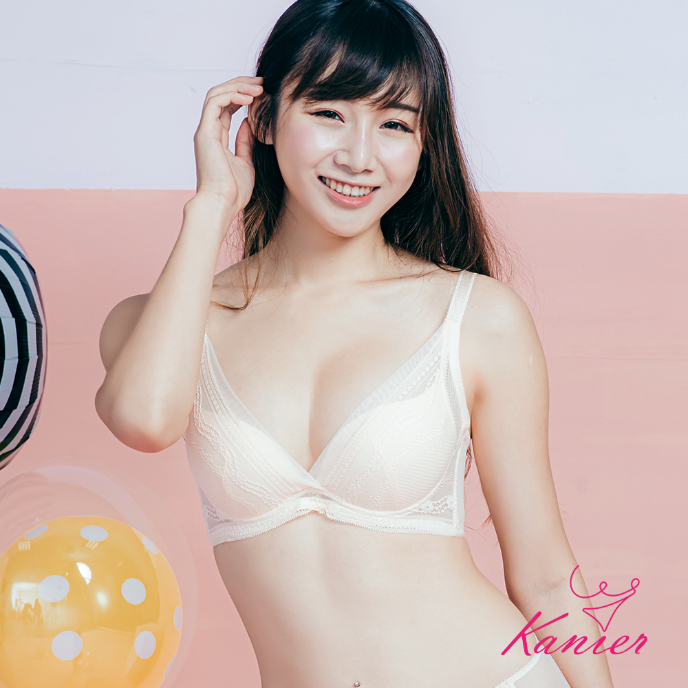 【Kanier卡妮兒】夢露艾波 低脊心深V 柔紗集中內衣【 2601 奶油膚 -B / C罩杯】
