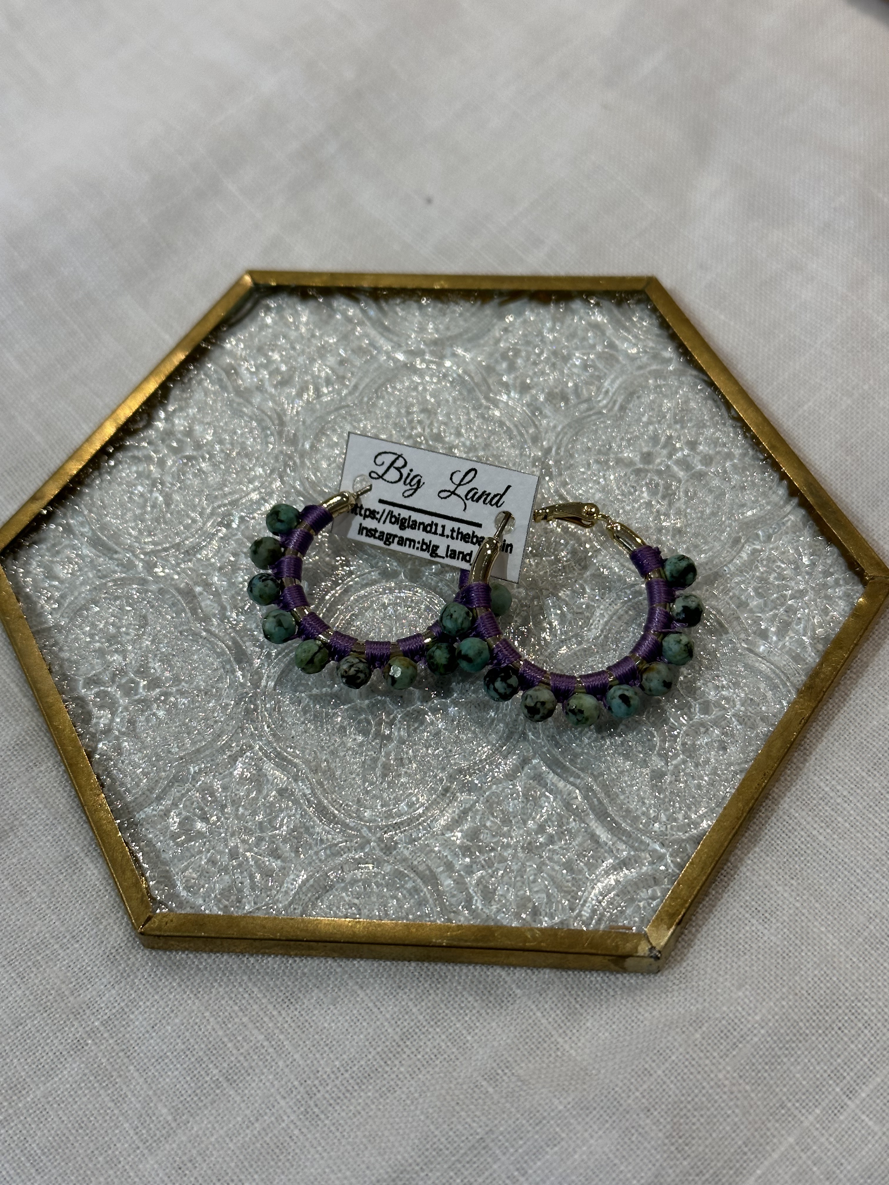 [Big Land] 綠松石鈦金屬耳針 | NO.347