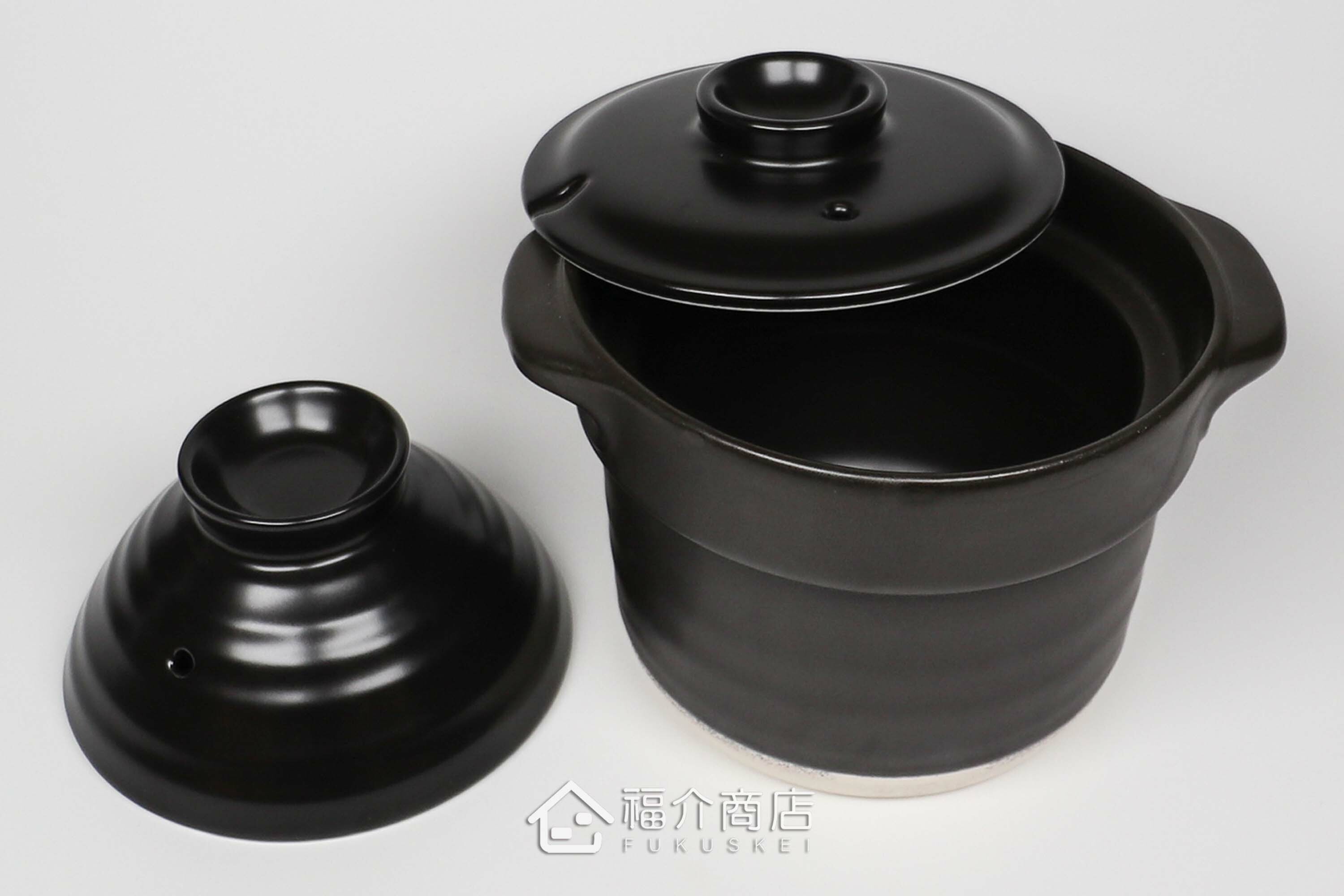 煮飯用陶瓷材質黑色雙層1杯米的飯鍋