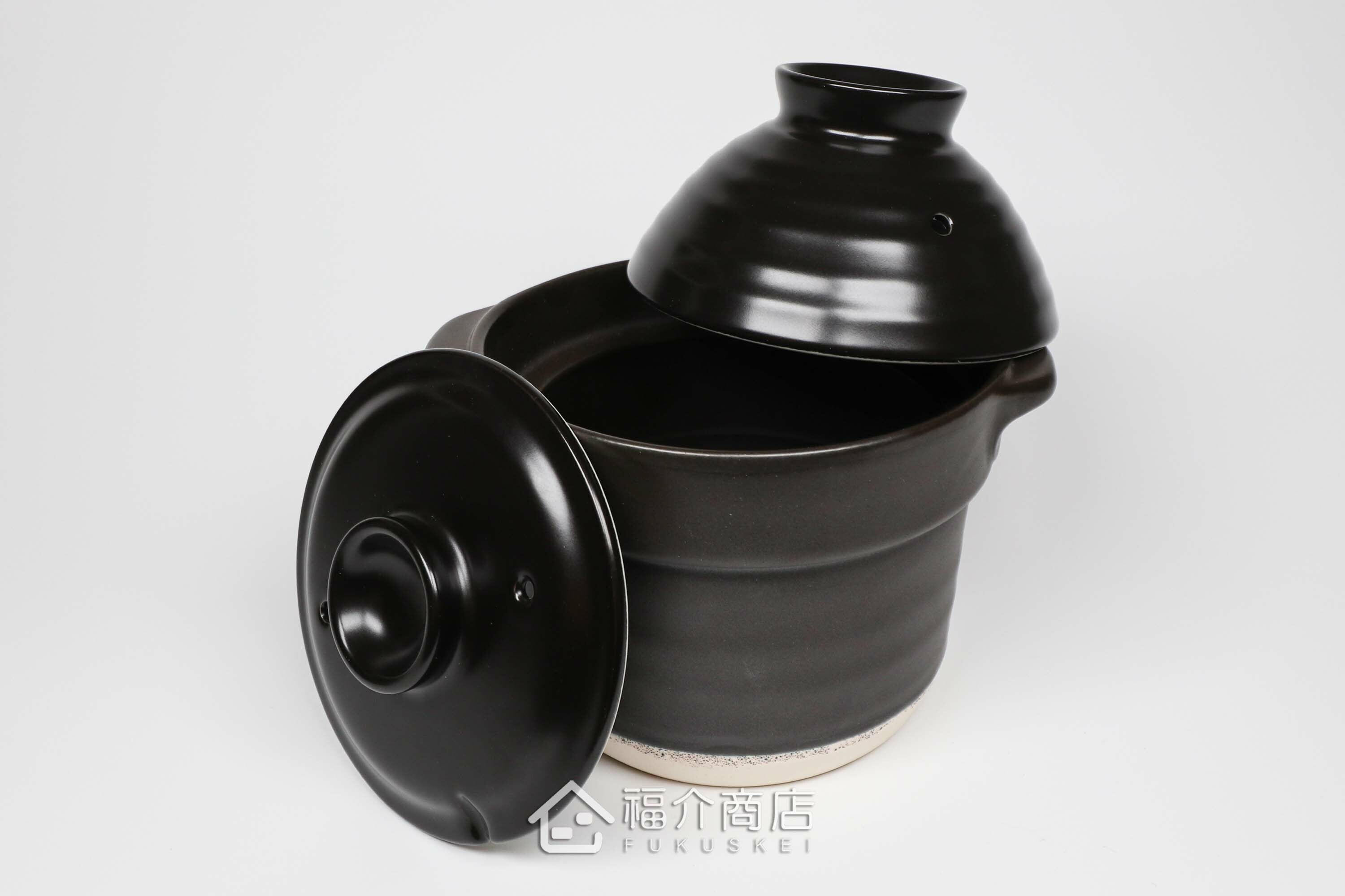 煮飯用陶瓷材質黑色雙層1杯米的飯鍋