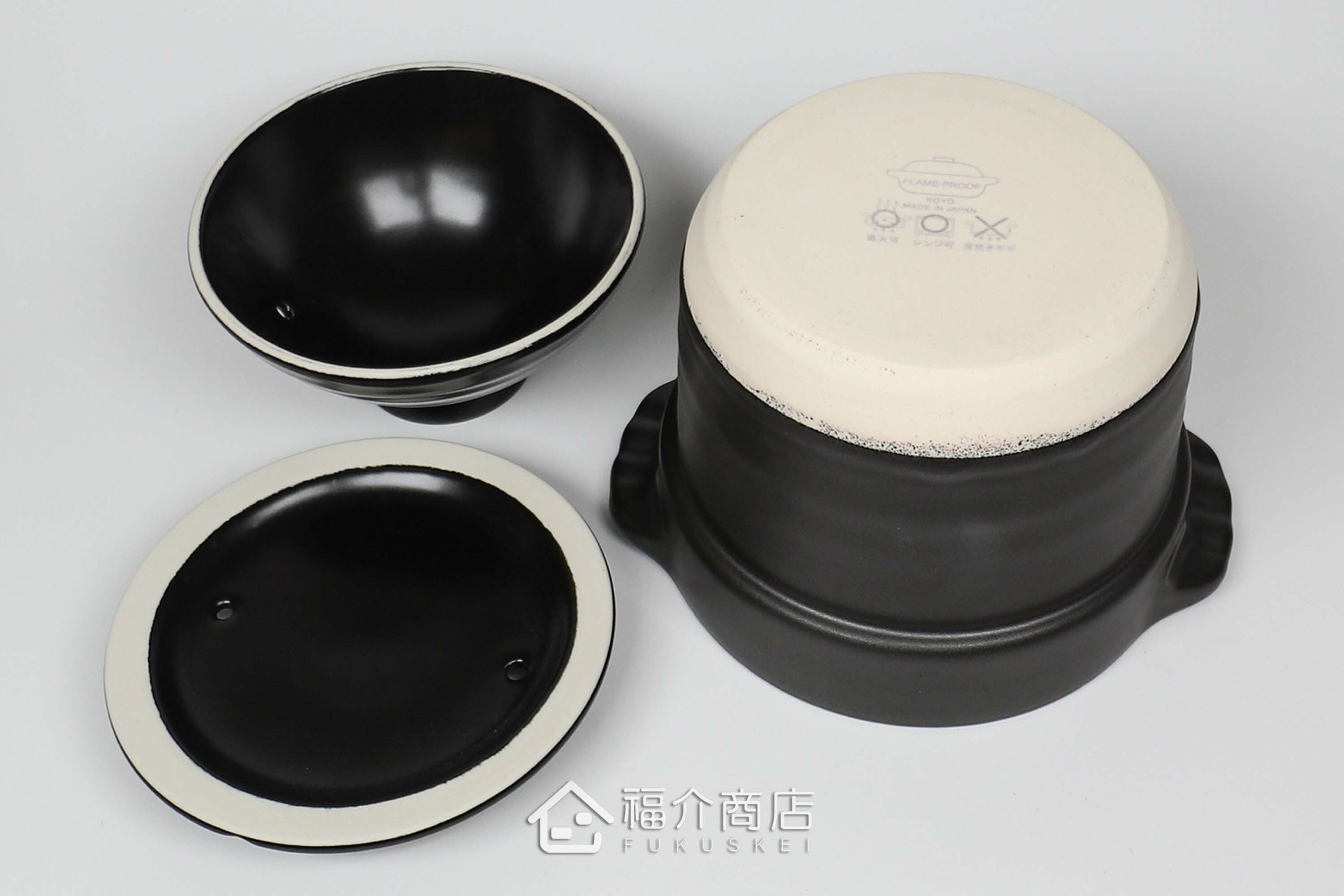 煮飯用陶瓷材質黑色雙層1杯米的飯鍋