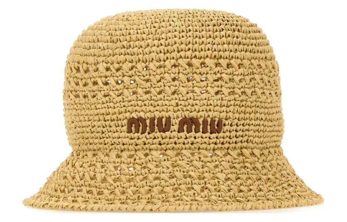 【代購】MIU MIU Logo Embroidered Crochet-Knitted Bucket Hat