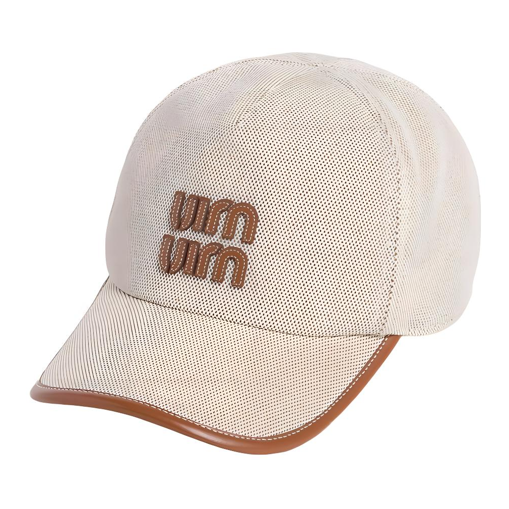 【代購】MIU MIU Cloth Leather Baseball Caps Women's Beige