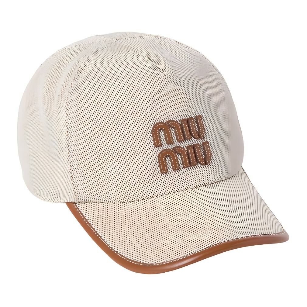 【代購】MIU MIU Cloth Leather Baseball Caps Women's Beige