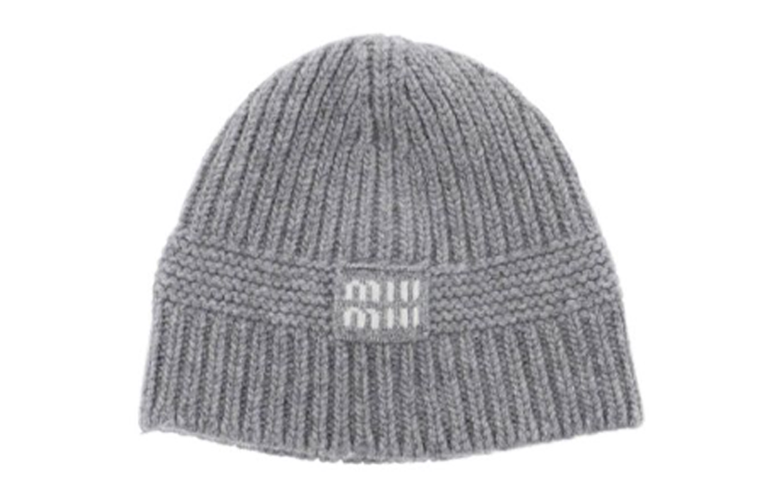 【代購】MIU MIU Knitted Fabric Beanies Women's Gray