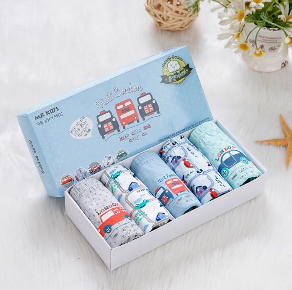 韓國Mr. Kids  純棉三角內褲 一套五條(英國車3)