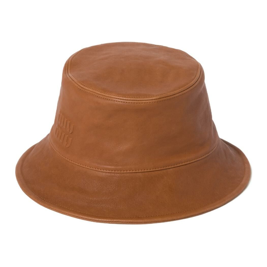 【代購】MIU MIU Leather Bucket Hats Women's Caramel