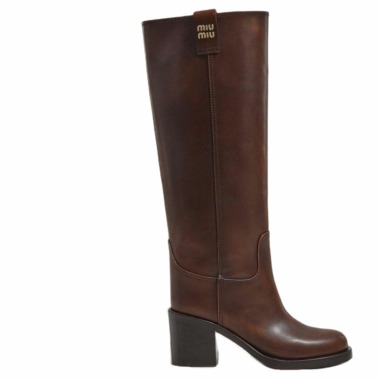 【代購】MIU MIU Knee-high Boots Women's Brown