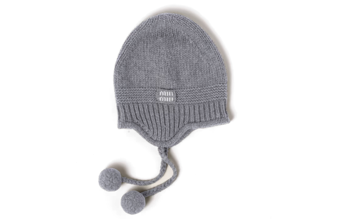 【代購】MIU MIU Fabric Cashmere Beanies Women's Gray