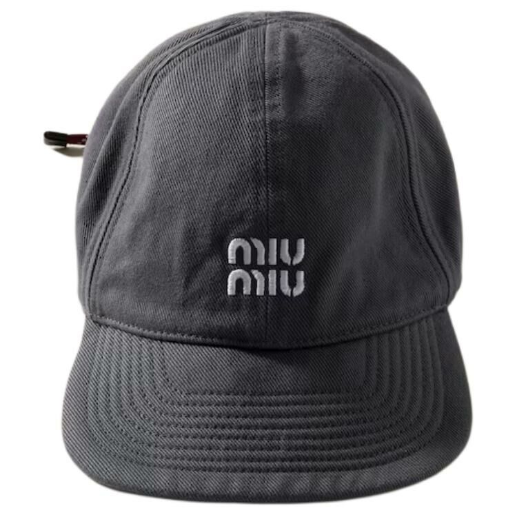 【代購】MIU MIU Denim Baseball Caps Unisex Gray